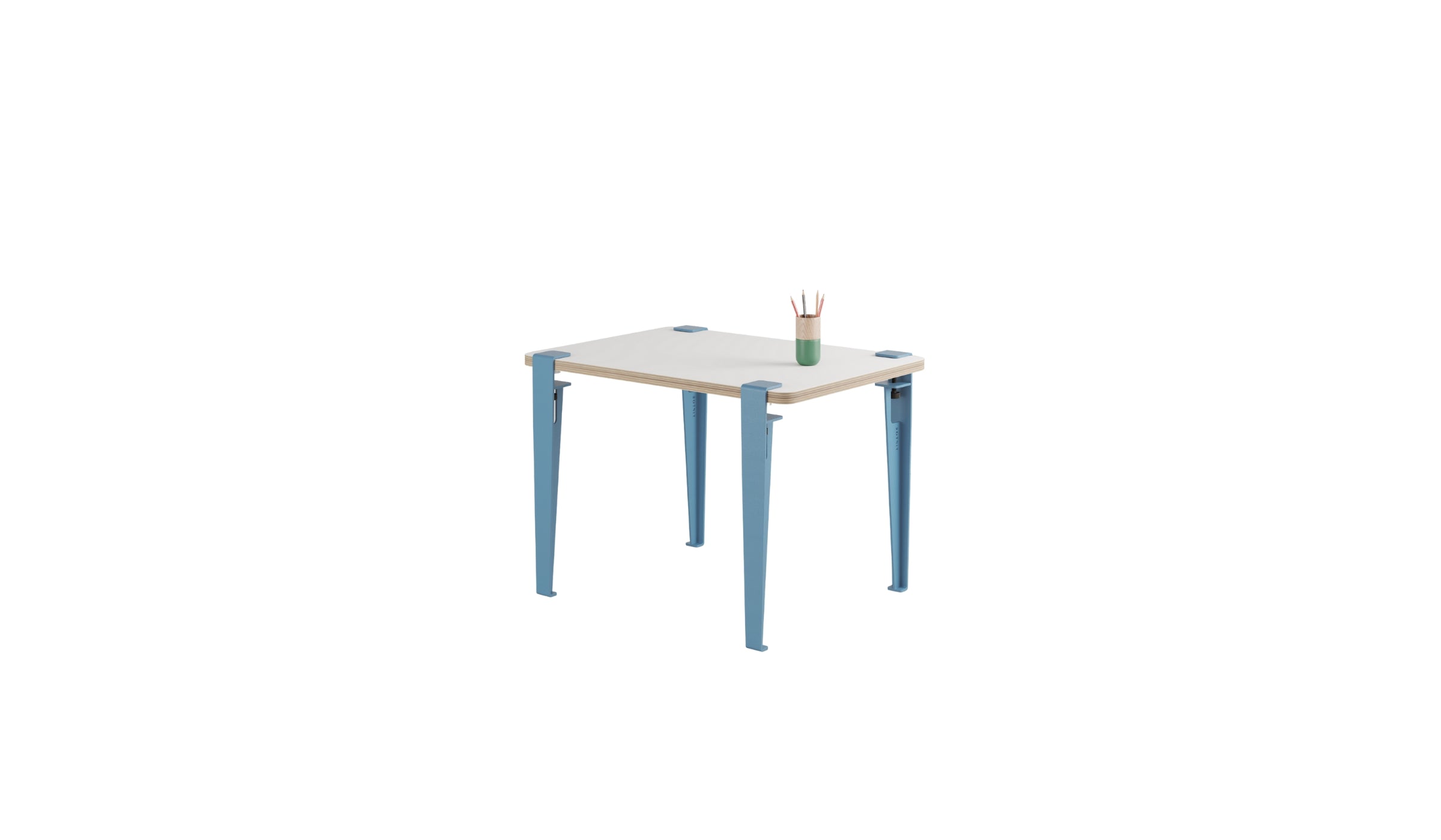 Children's desk, Vice-Versa slate, whale blue steel legs