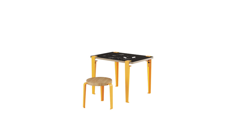 Children's desk, Vice-Versa slate, sun yellow steel legs