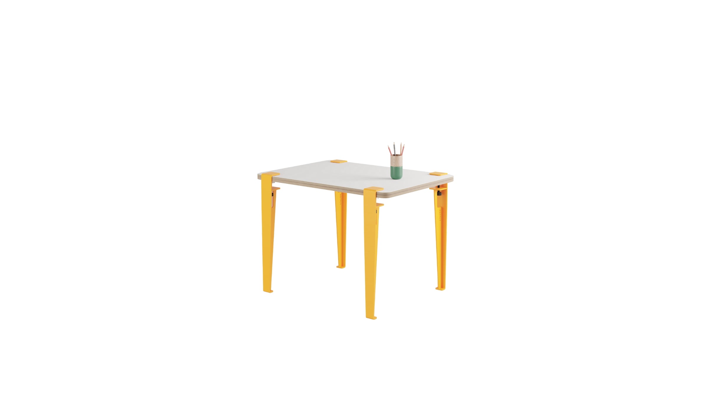 Children's desk, Vice-Versa slate, sun yellow steel legs