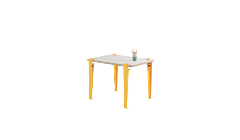 Children's desk, Vice-Versa slate, sun yellow steel legs