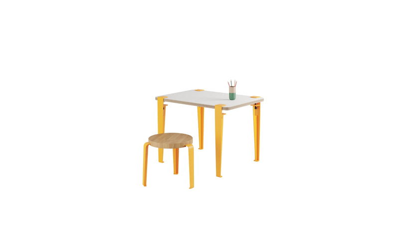Children's desk, Vice-Versa slate, sun yellow steel legs