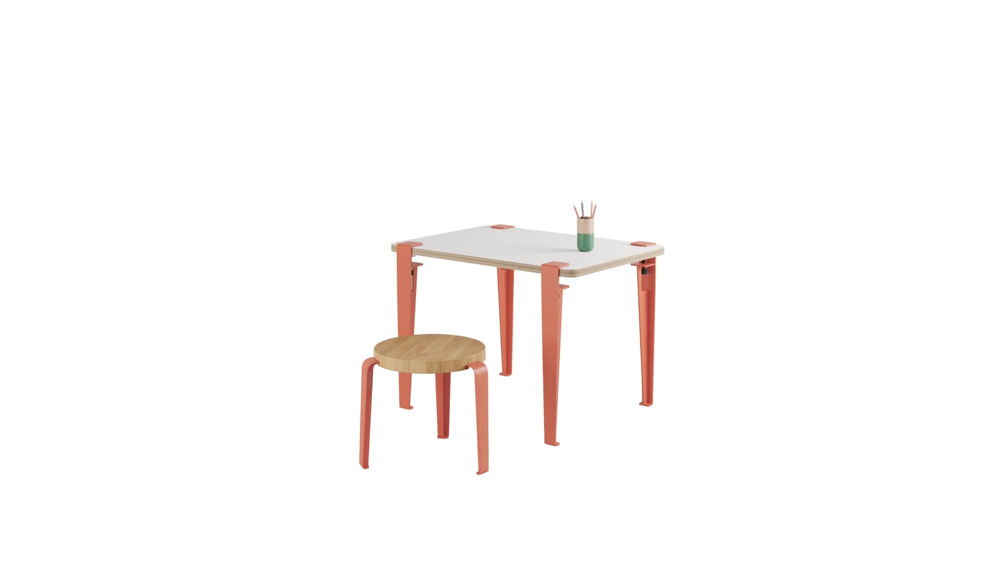 Children's desk, Vice-Versa slate, flamingo pink steel legs