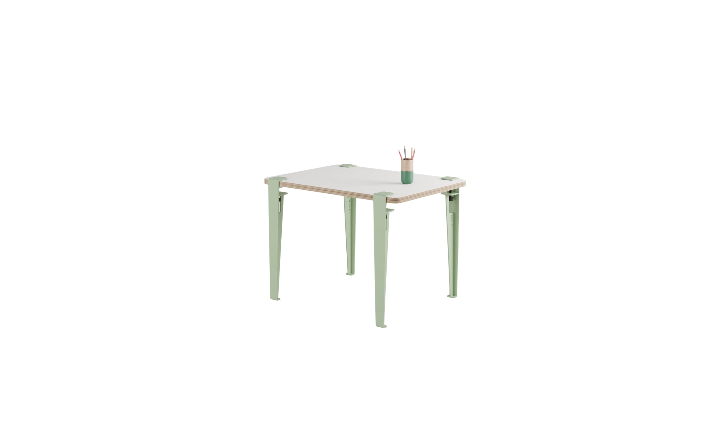 Bureau enfant, ardoise Vice-Versa, pieds en acier vert Dino