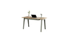 Bureau New Modern, 150x70 cm, avec tiroirs, chêne et acier gris eucalyptus