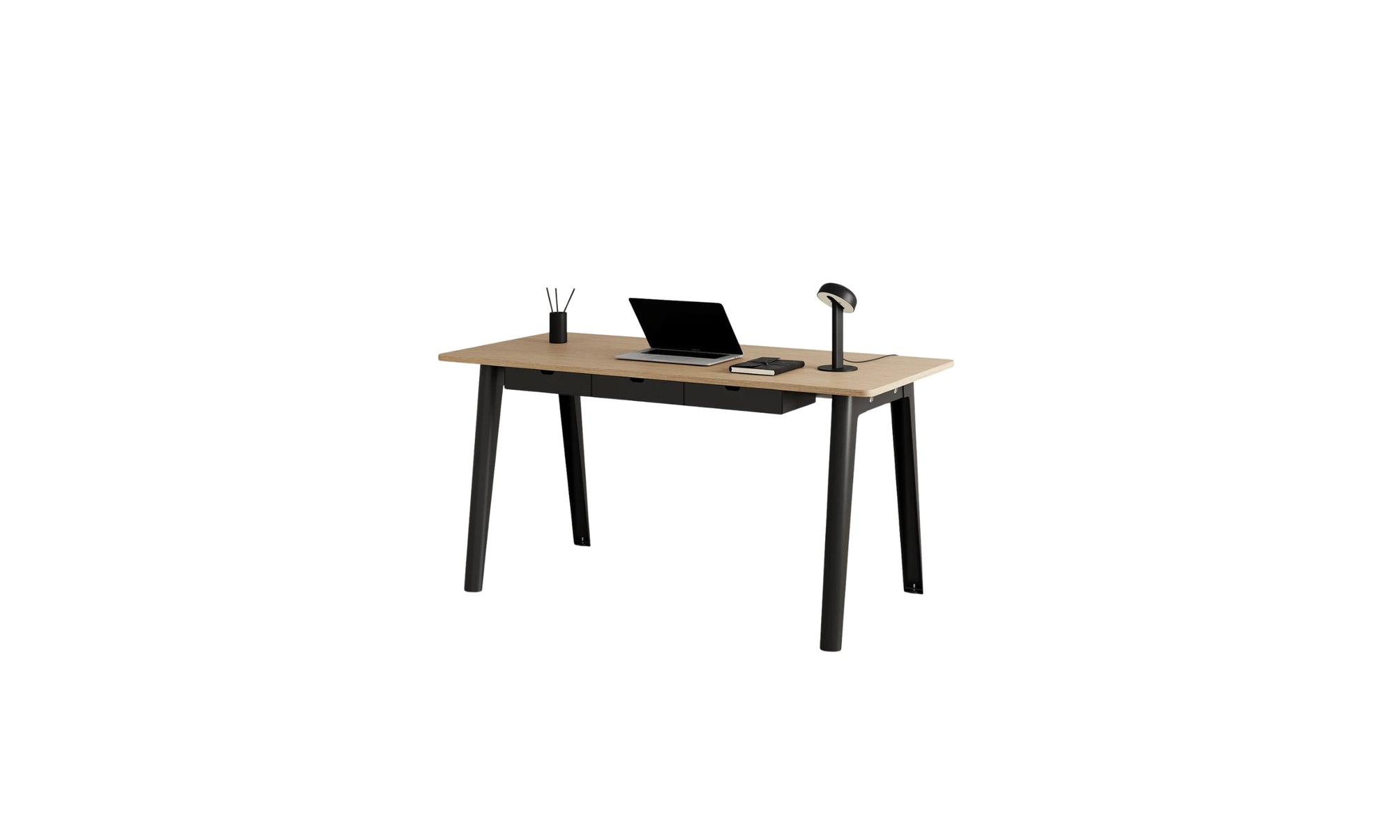 Bureau New Modern, 150x70 cm, avec tiroirs, chêne et acier noir graphite