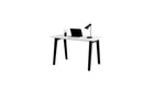 Bureau New Modern, 130x70 cm, plastique recyclé blanc et acier gris eucalyptus