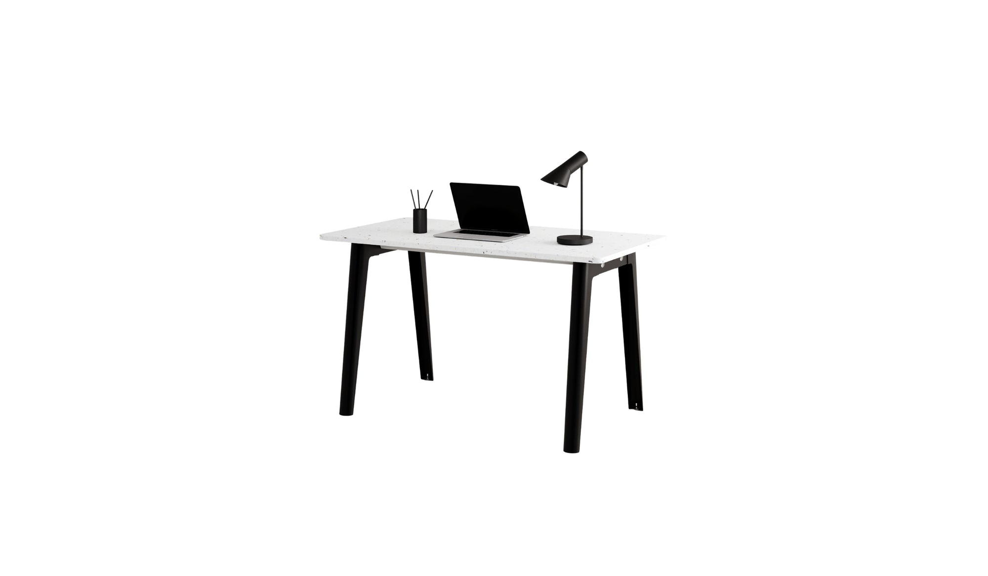 Bureau New Modern, 130x70 cm, plastique recyclé blanc et acier noir graphite