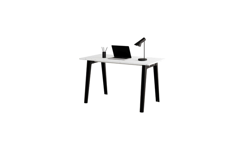 Bureau New Modern, 130x70 cm, plastique recyclé blanc et acier noir graphite