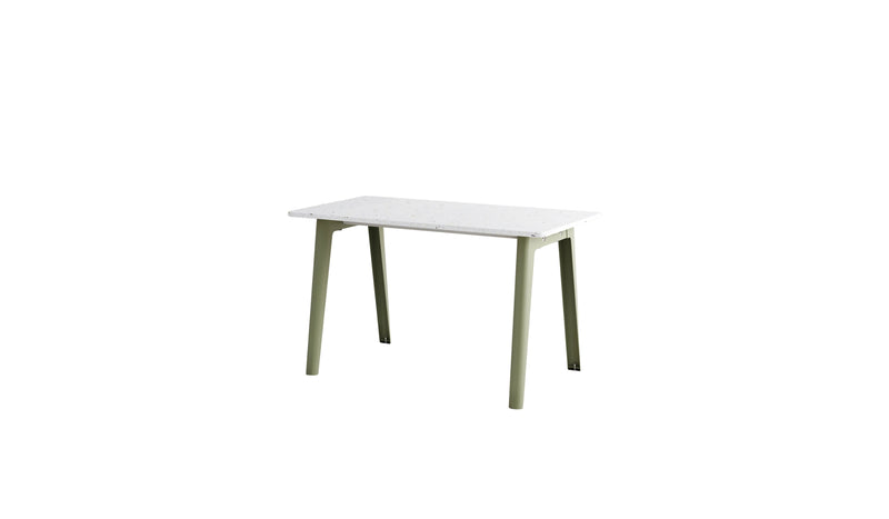 Bureau New Modern, 130x70 cm, plastique recyclé blanc et acier vert kaki