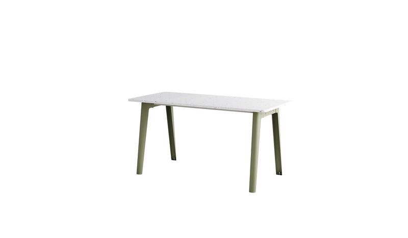 Bureau New Modern, 150x70 cm, plastique recyclé blanc et acier vert kaki
