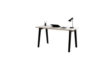 Bureau New Modern, 150x70 cm, stratifié blanc et acier noir graphite