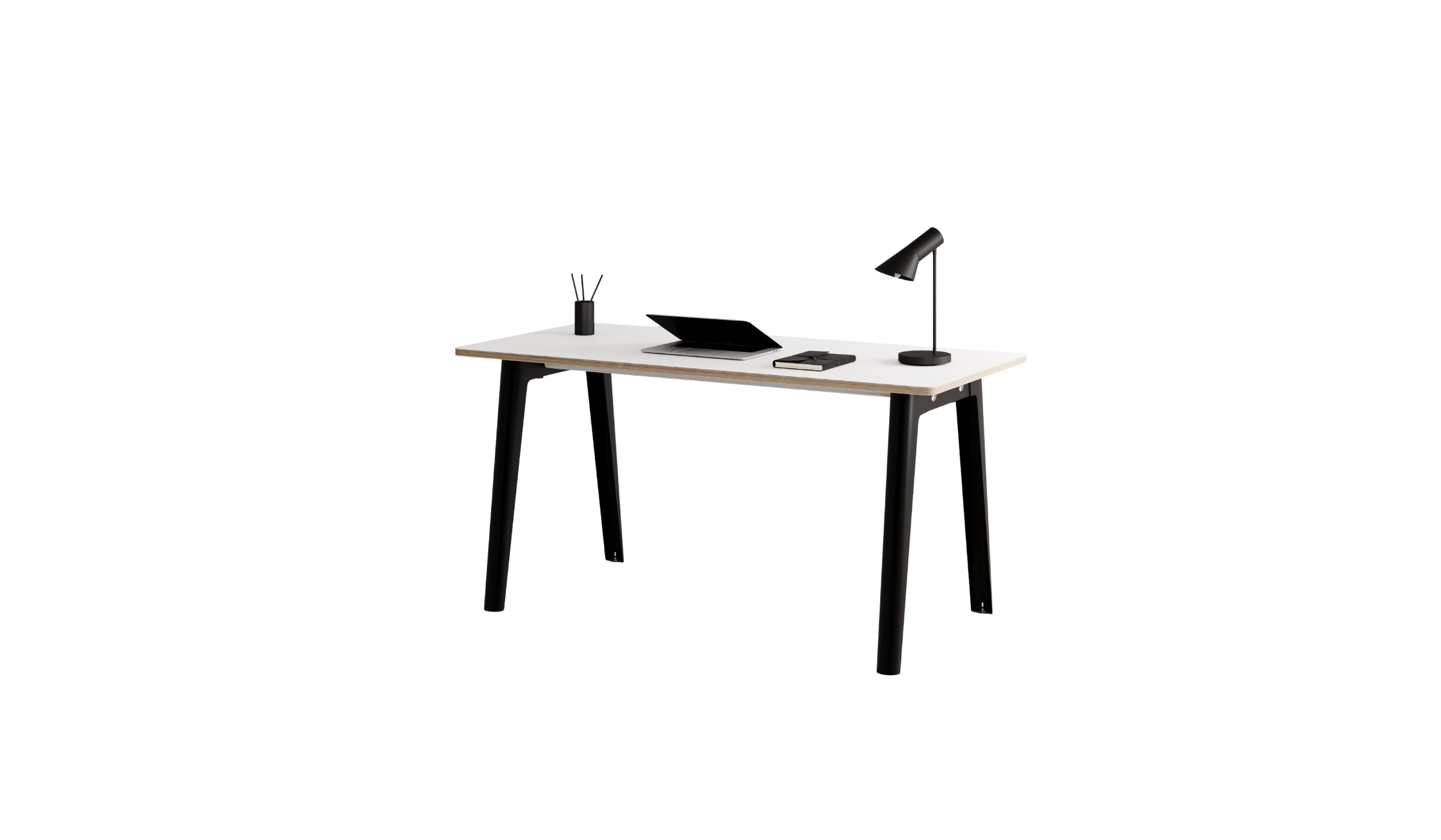 Bureau New Modern, 150x70 cm, stratifié blanc et acier noir graphite