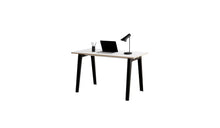 Bureau New Modern, 130x70 cm, stratifié blanc et acier noir graphite