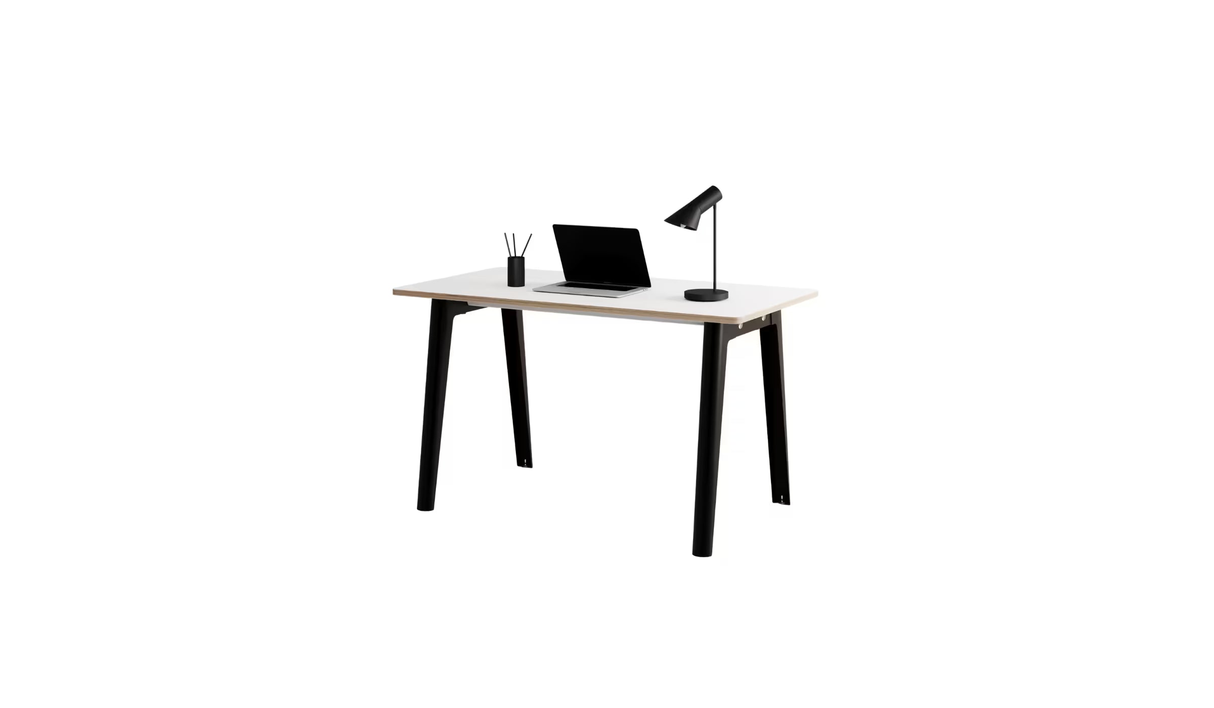 Bureau New Modern, 130x70 cm, stratifié blanc et acier noir graphite