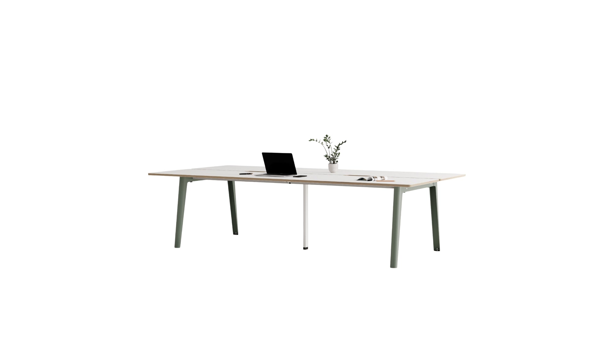 Bureau partagé New Modern, 280x140 cm, acier gris eucalyptus