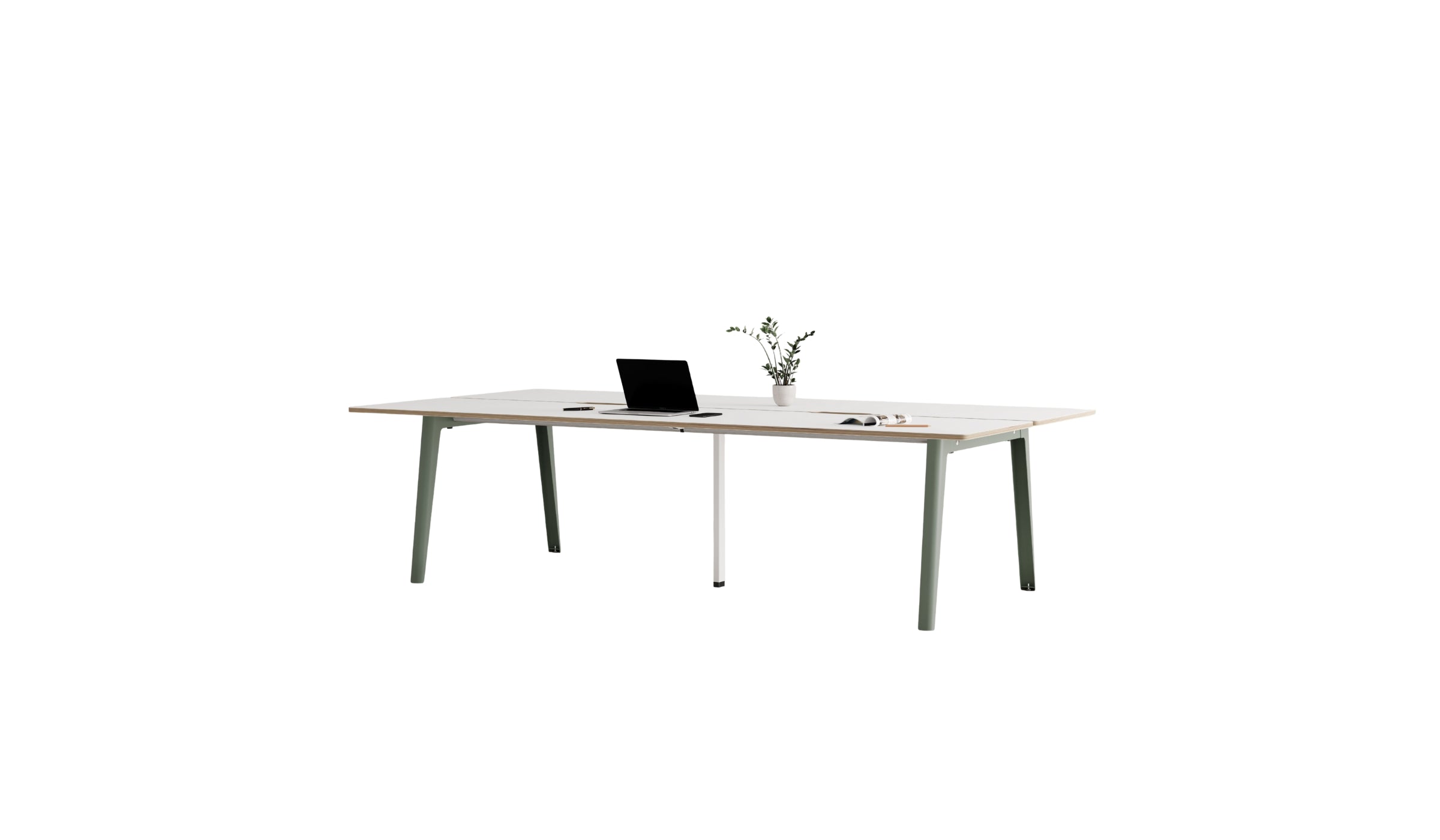 Bureau partagé New Modern, 280x140 cm, acier gris eucalyptus