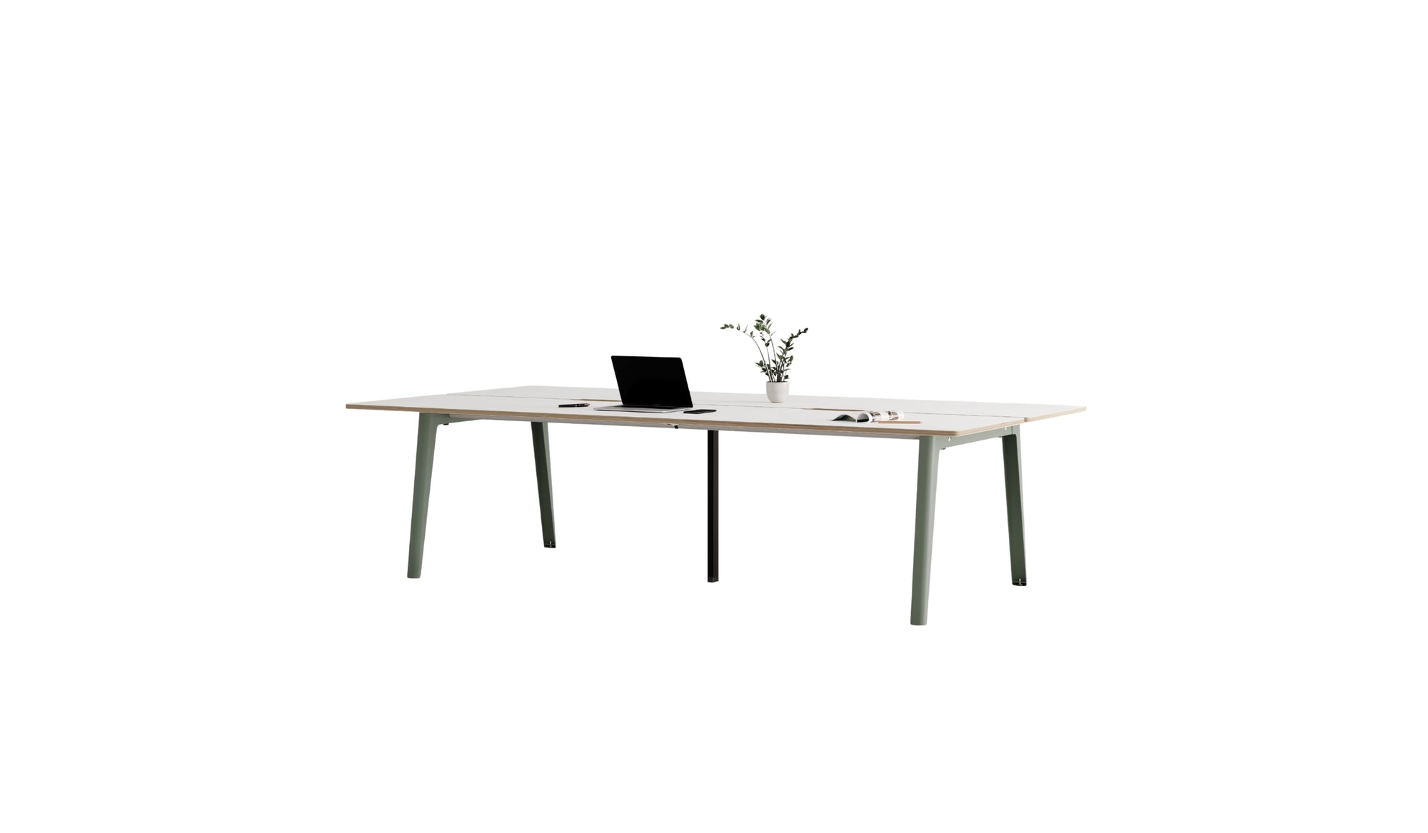Bureau partagé New Modern, 280x140 cm, acier gris eucalyptus