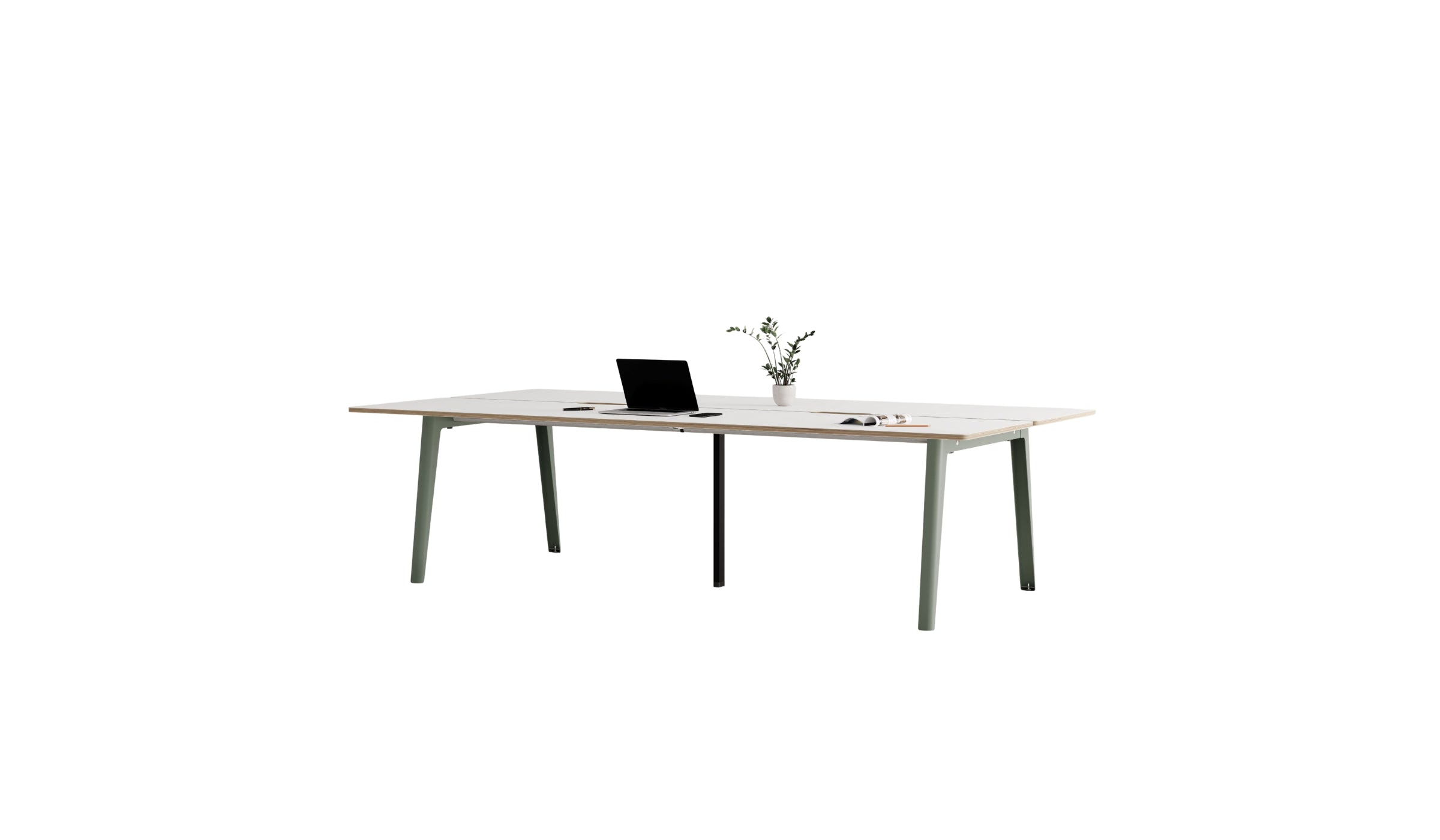 Bureau partagé New Modern, 280x140 cm, acier gris eucalyptus