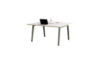 Bureau partagé New Modern, 150x140cm, stratifié blanc et acier gris eucalyptus