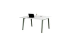 Bureau partagé New Modern, 150x140cm, plastique recyclé blanc et acier gris eucalyptus
