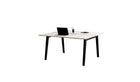 Bureau partagé New Modern, 150x140cm, stratifié blanc et acier noir graphite