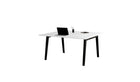 Bureau partagé New Modern, 150x140cm, plastique recyclé blanc et acier noir graphite