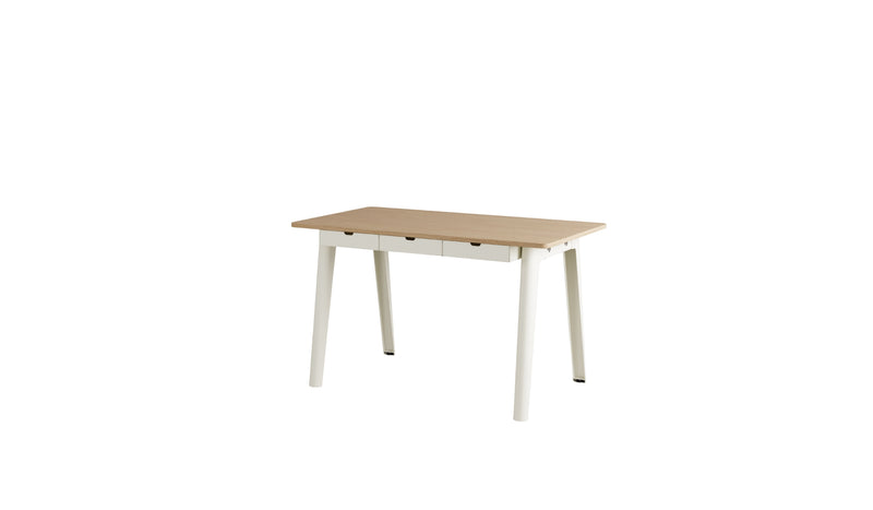 Bureau New Modern, 130x70 cm, avec tiroirs, chêne et acier blanc crème