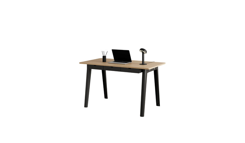 Bureau New Modern, 130x70 cm, avec tiroirs, chêne et acier noir graphite