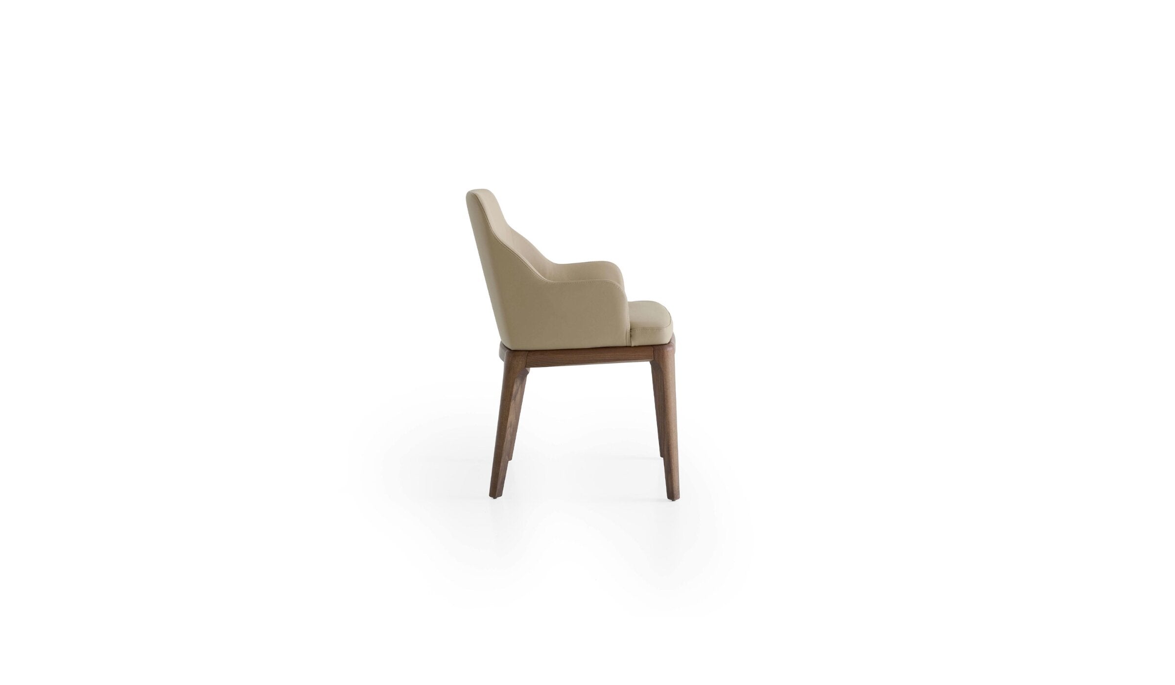 Fauteuil de repas Big Antigona, en bois de frêne massif & cuir beige taupe