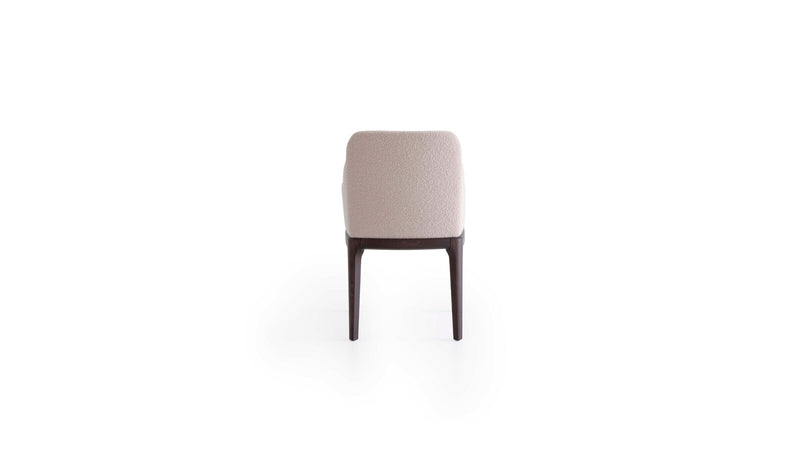 Fauteuil de repas Big Antigona, en bois de frêne massif & laine bouclée beige rosé