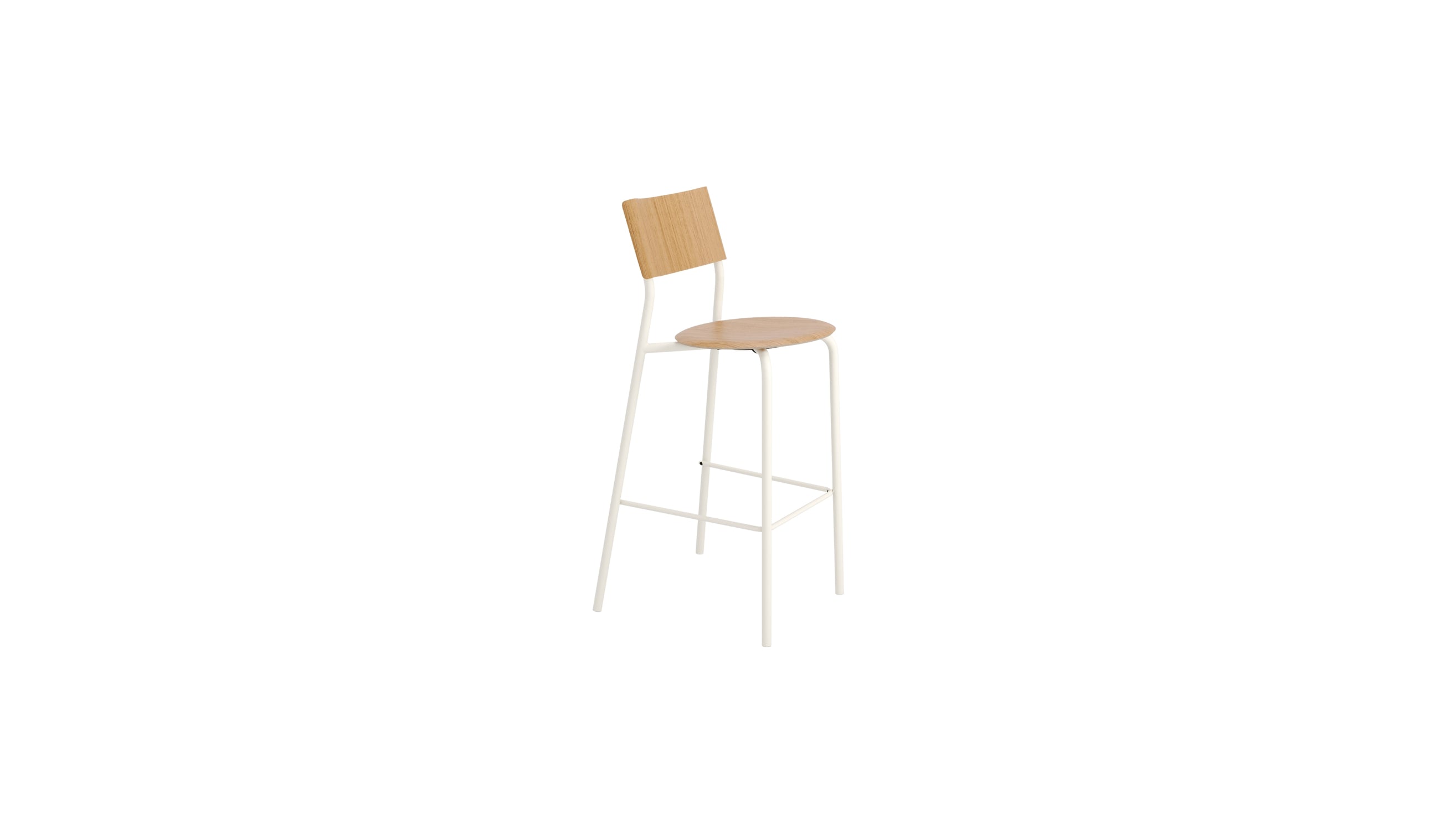Chaise de bar SSD 75cm, en chêne et acier, blanc crème