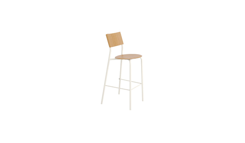 Chaise de bar SSD 75cm, en chêne et acier, blanc crème