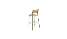 SSD 75cm bar chair, oak and steel, rosemary green