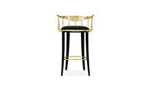 N°11 - Surrealist design bar chair in brass and black velvet