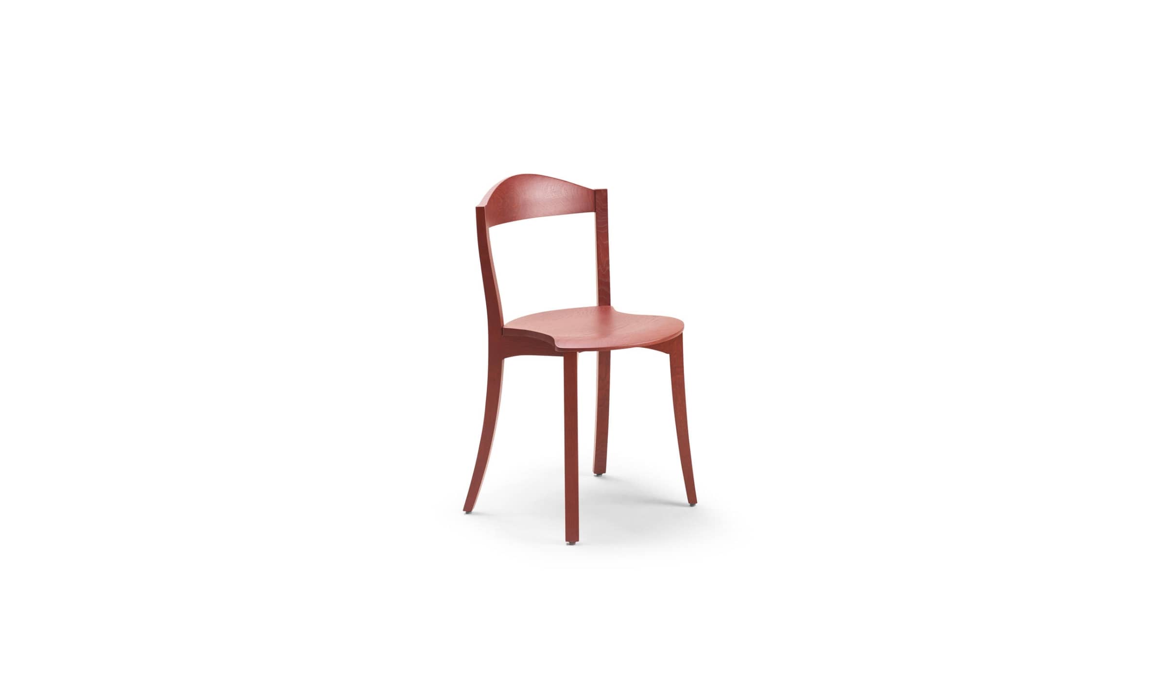 Chaise Bibolina, chêne teinté rouge