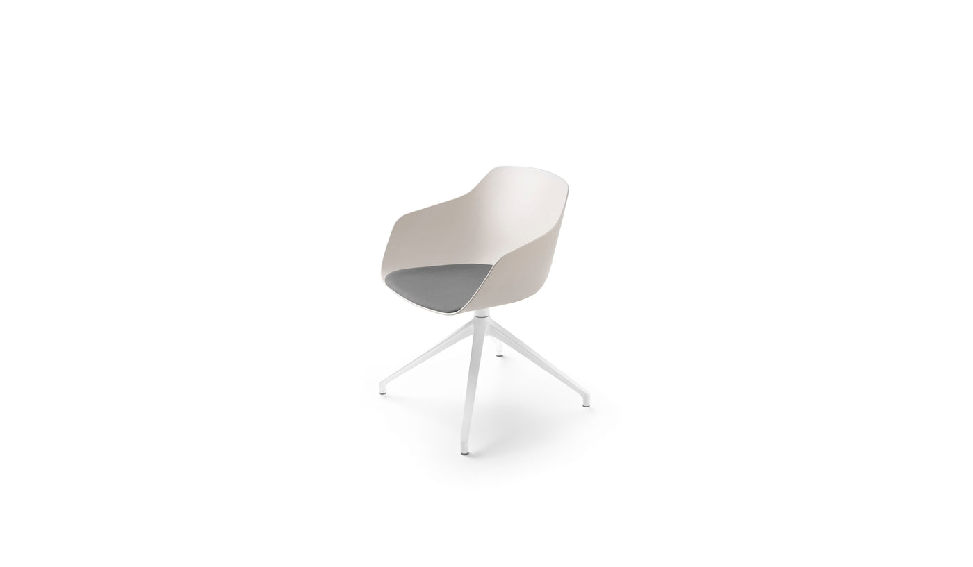 Chaise de réunion Kuskoa Bi, bioplastique avec galette grise