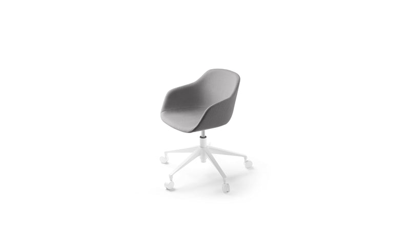 Chaise de bureau Kuskoa Bi, bioplastique tapissé gris, avec roulettes
