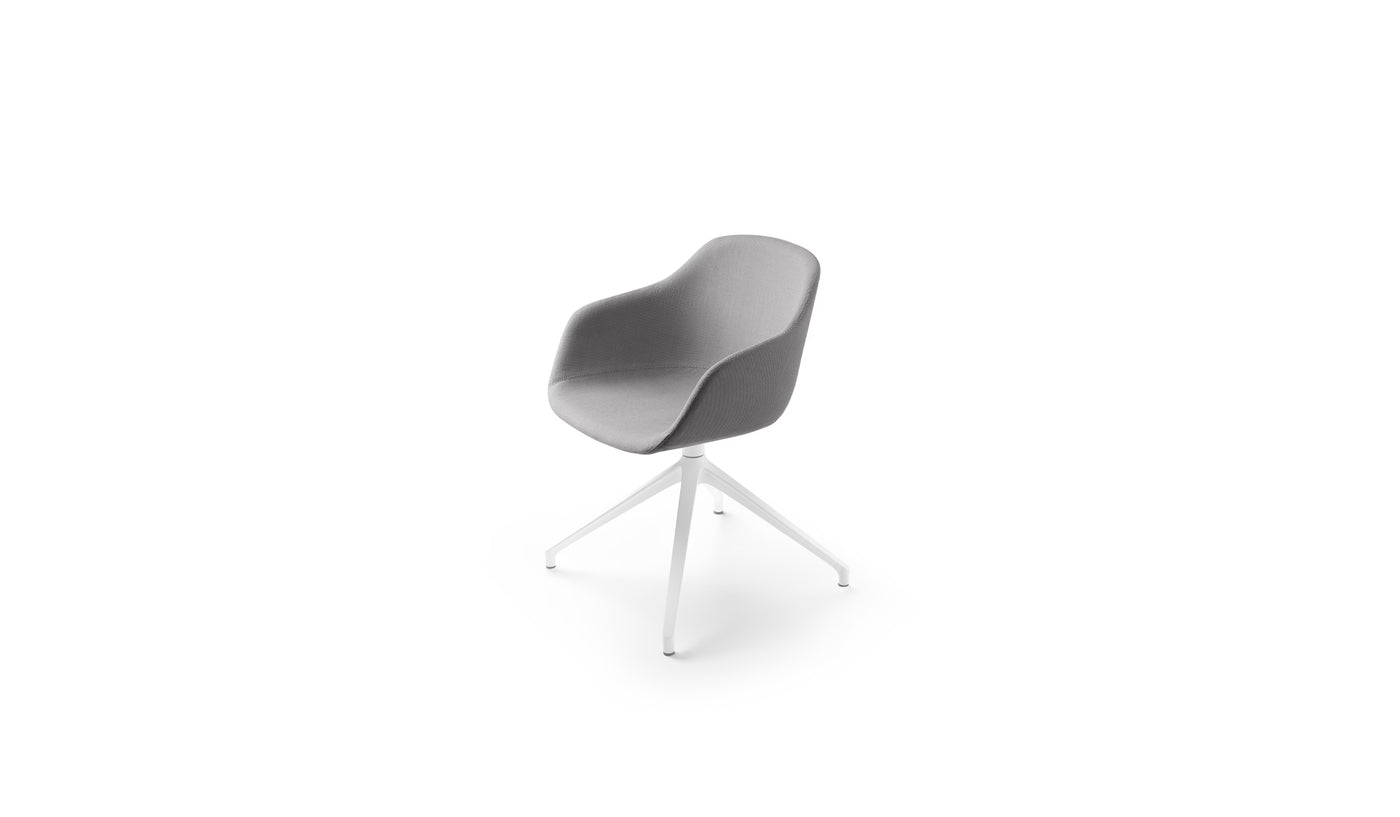 Chaise de réunion Kuskoa Bi, bioplastique tapissé gris