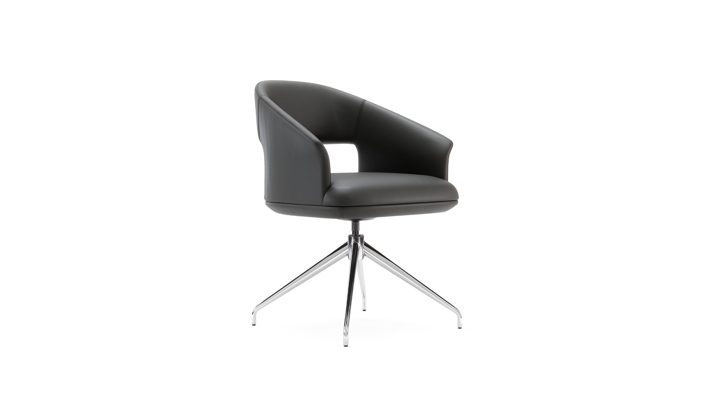 Chaise-Jermain - Chaise design, cuir Dover Black, base en métal--NOVINEA-DOMKAPA
