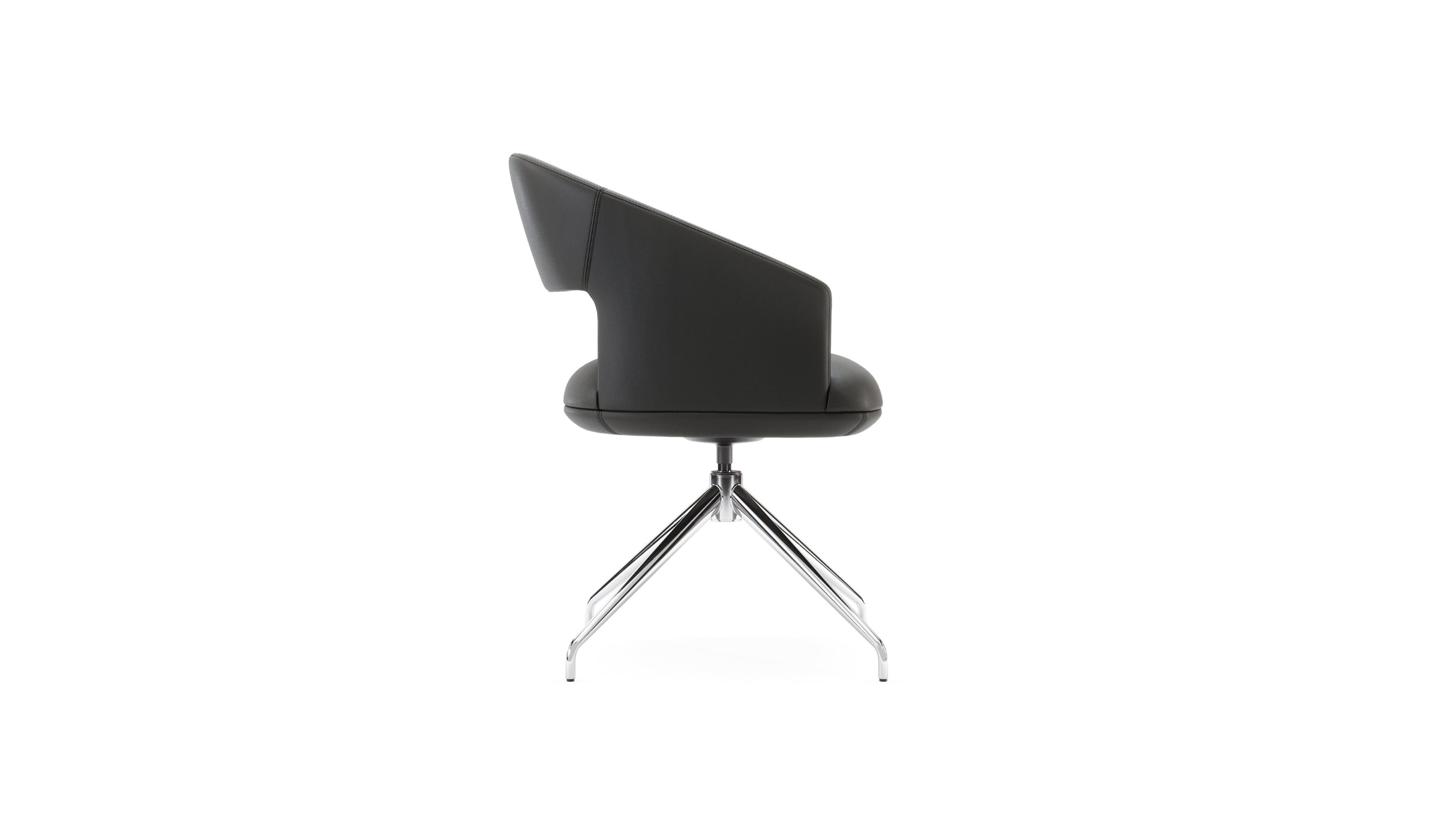 Chaise-Jermain - Chaise design, cuir Dover Black, base en métal--NOVINEA-DOMKAPA