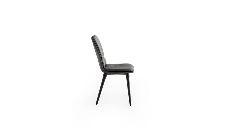 Coco Italian design chair, in dark oak stained ash wood &amp; anthracite leather