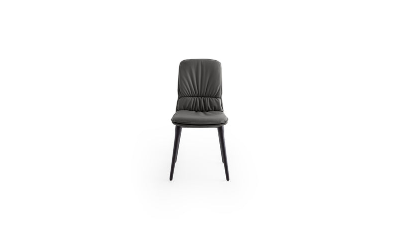 Coco Italian design chair, in dark oak stained ash wood &amp; anthracite leather