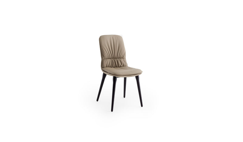 Coco Italian design chair, in dark oak stained ash wood &amp; taupe leather