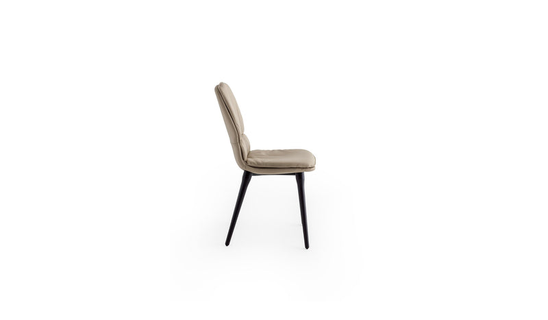 Coco Italian design chair, in dark oak stained ash wood &amp; taupe leather