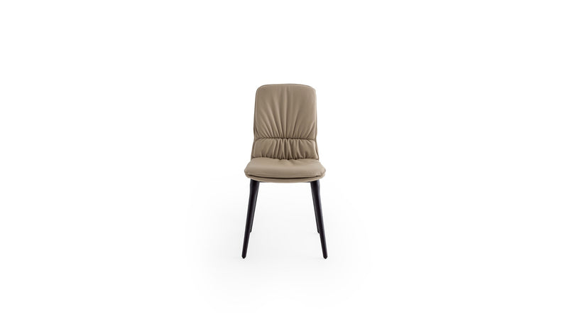 Coco Italian design chair, in dark oak stained ash wood &amp; taupe leather