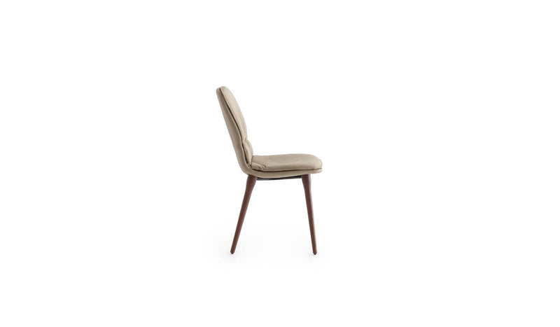 Coco Italian design chair, in walnut-stained ash wood &amp; taupe leather