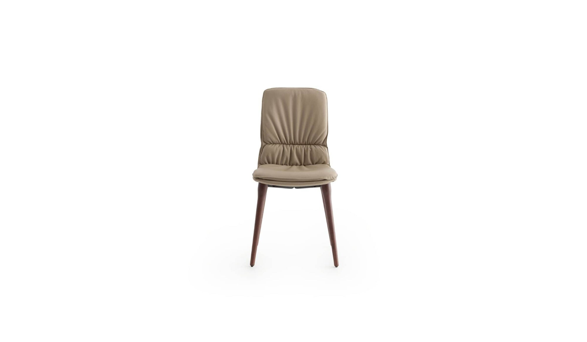 Coco Italian design chair, in walnut-stained ash wood &amp; taupe leather