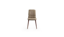 Coco Italian design chair, in walnut-stained ash wood &amp; taupe leather