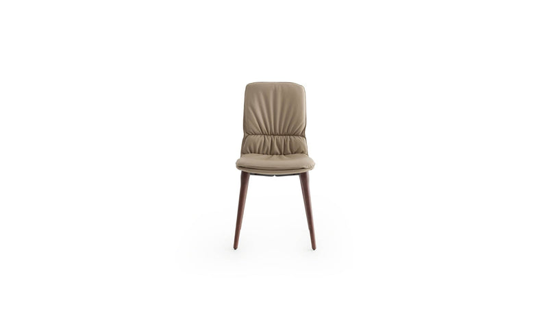 Coco Italian design chair, in walnut-stained ash wood &amp; taupe leather