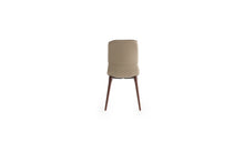 Coco Italian design chair, in walnut-stained ash wood &amp; taupe leather